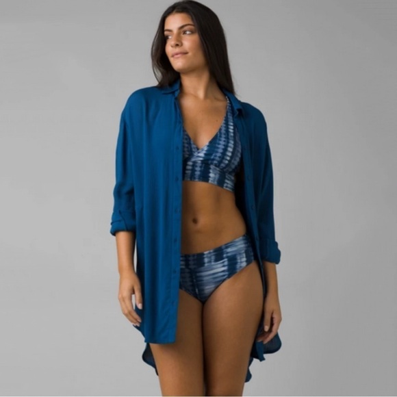 NWT Prana Scheena Button Down Tunic Top in Navy Blue - Picture 1 of 6